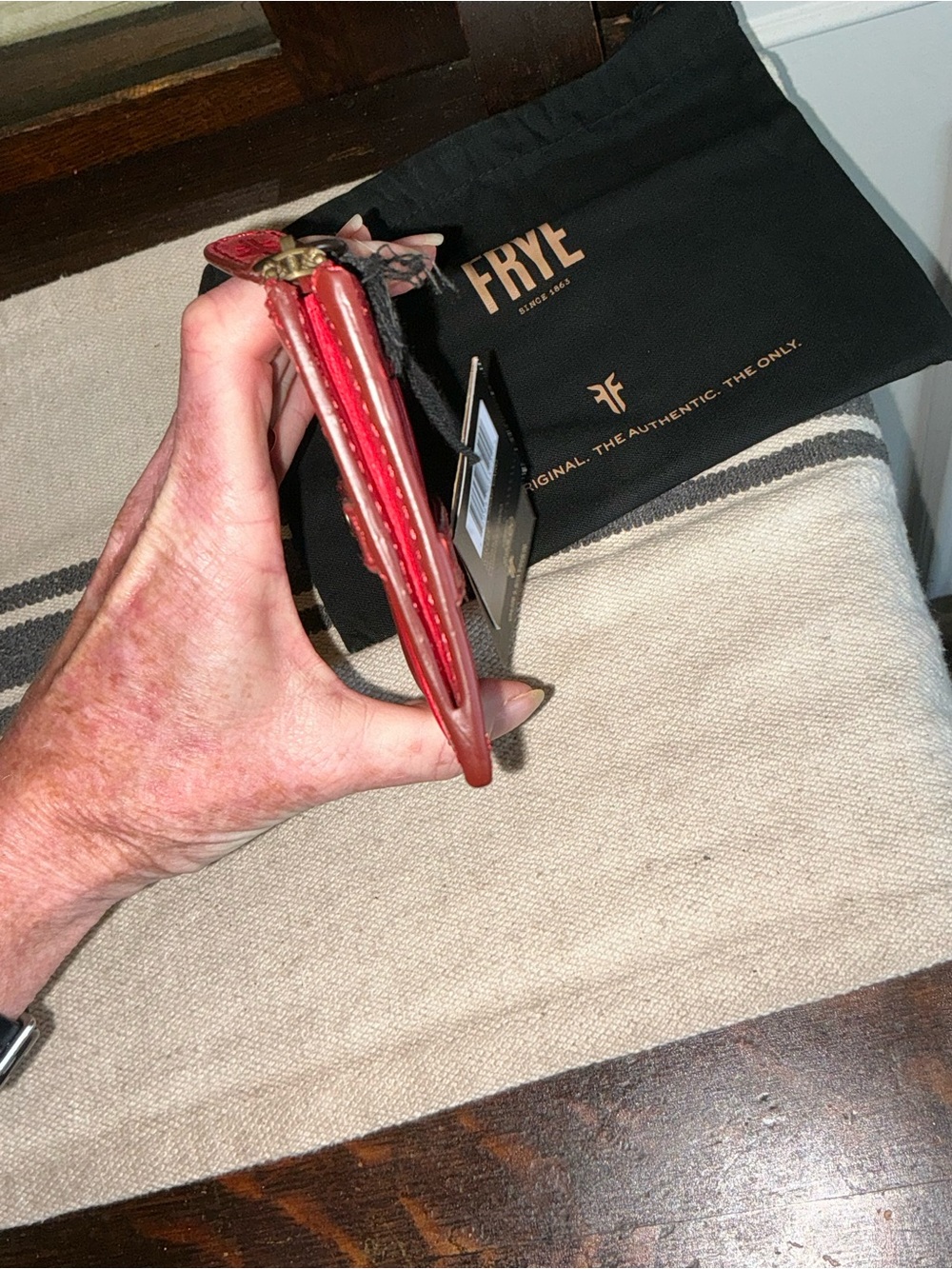 NWT Frye Melissa Leather Snap Card Wallet Red Retail $98 - Picture 9 of 13